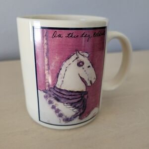 Rare vintage Japanese horse mug by Flavia Weedn Papel 'On this day celebrate'